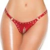 Elegant Moments Crotchless Red Leather Panty With Chains BDSM Lingerie