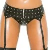 Elegant Moments Leather Garter Belt With Zipper