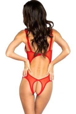 Roma Red Heart-Shaped Crotchless Teddy