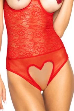 Roma Red Heart-Shaped Crotchless Teddy 12 Roma Red Heart-Shaped Crotchless Teddy