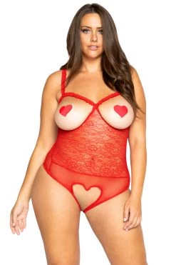 Roma Red Heart-Shaped Crotchless Teddy 10 Roma Red Heart-Shaped Crotchless Teddy
