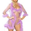 Roma Light Lavender Sheer Marabou Robe Lingerie