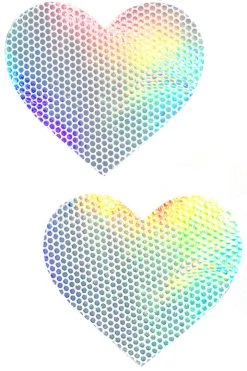 NevaNude Costumes Liquid Party White Holographic Heart Nipple Pasties