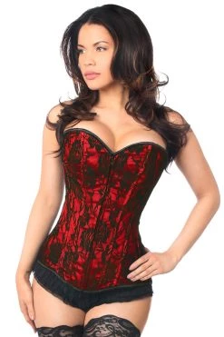 Daisy Corsets Lingerie Red Lace Front Zipper Corset