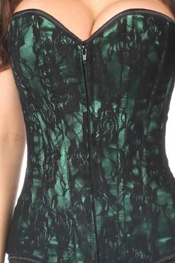 Daisy Corsets Green Lace Front Zipper Corset* Lingerie