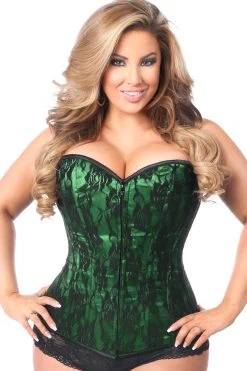 Daisy Corsets Green Lace Front Zipper Corset* Lingerie