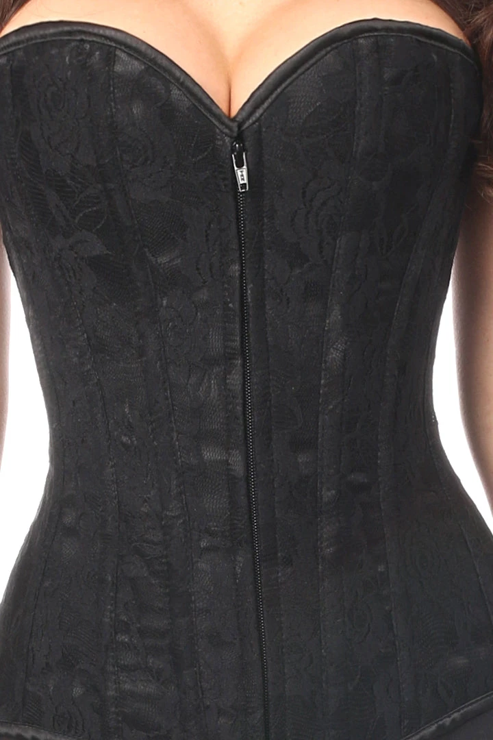 Daisy Corsets Lingerie Black Lace Front Zipper Corset* 7 Daisy Corsets Lingerie Black Lace Front Zipper Corset*