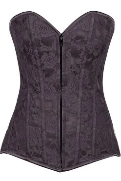 Daisy Corsets Lingerie Dark Grey Lace Overbust Corset W/Zipper* 12 Daisy Corsets Lingerie Dark Grey Lace Overbust Corset W/Zipper*