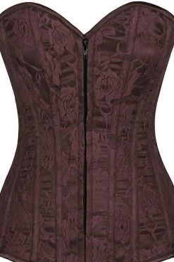 Daisy Corsets Dark Brown Lace Overbust Corset W/Zipper*