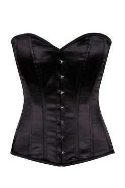 Daisy Corsets Black Satin Overbust Corset W/Busk Closure*