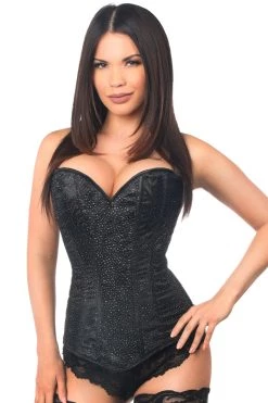 Daisy Corsets Lingerie Black Glitter Side Zipper Corset*