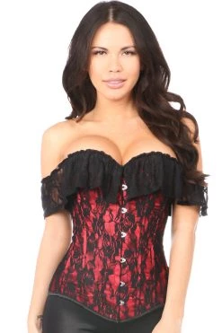 Daisy Corsets Lingerie Red Lace Off-The-Shoulder Corset*