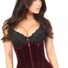 Daisy Corsets Lingerie Dark Red Crushed Velvet Underbust Corset*