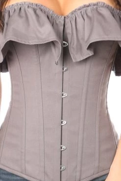 Daisy Corsets Grey Cotton Off-The-Shoulder Corset* Lingerie