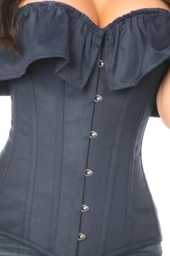 Daisy Corsets Navy Blue Cotton Off-The-Shoulder Corset* Lingerie
