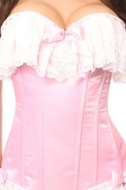 Daisy Corsets Satin Pink Burlesque Corset With Lace*