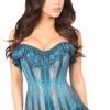 Daisy Corsets Lingerie Dark Teal Ruffle Sheer Lace Corset*