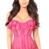 Daisy Corsets Fuchsia Ruffle Sheer Lace Corset*