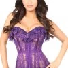 Daisy Corsets Lingerie Purple Ruffle Sheer Lace Corset*