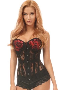 Daisy Corsets Red Cups Sheer Lace Underwire Corset*
