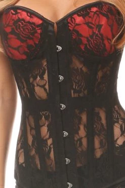 Daisy Corsets Red Cups Sheer Lace Underwire Corset*