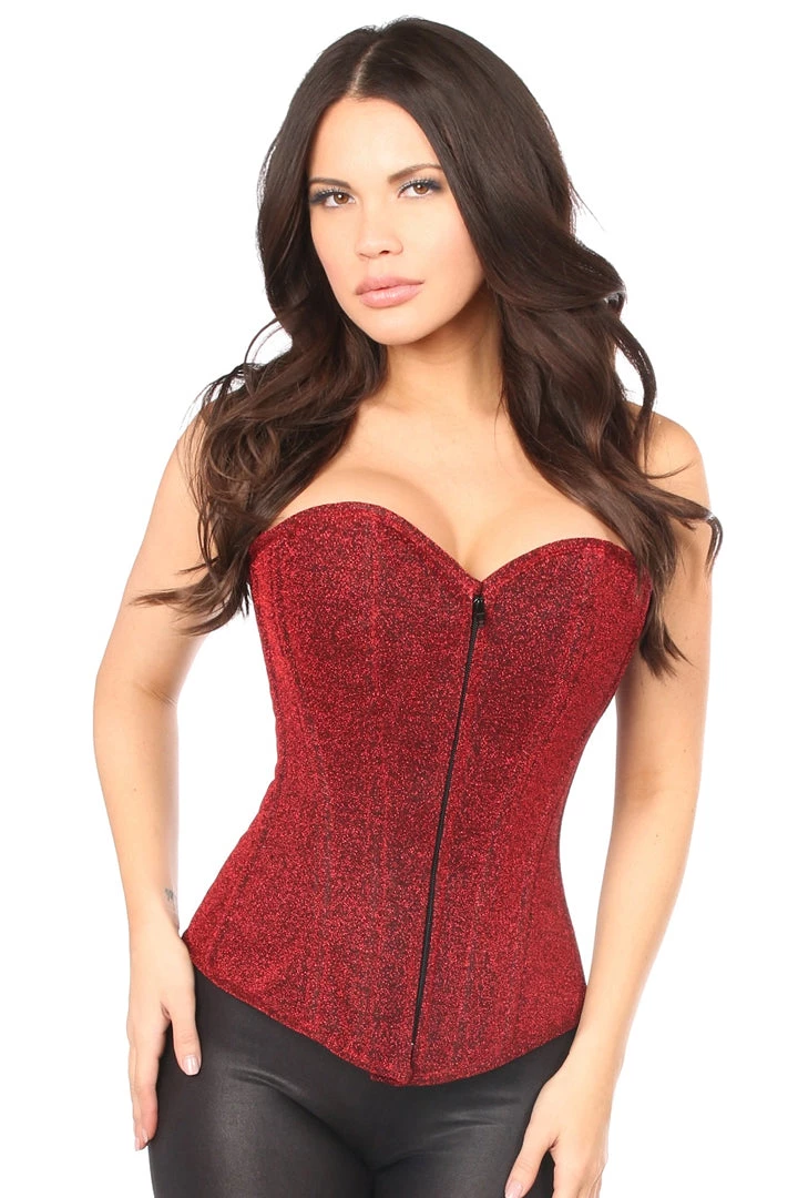 Daisy Corsets Red Glitter Front Zipper Corset Lingerie 5 Daisy Corsets Red Glitter Front Zipper Corset Lingerie
