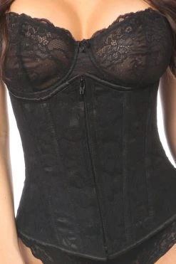 Daisy Corsets Black Underbust Corset W/Black Lace Overlay* Lingerie