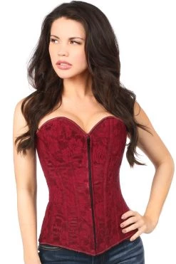 Daisy Corsets Red Wine Lace Overbust Corset W/Zipper*