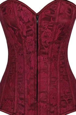Daisy Corsets Red Wine Lace Overbust Corset W/Zipper* 16 Daisy Corsets Red Wine Lace Overbust Corset W/Zipper*