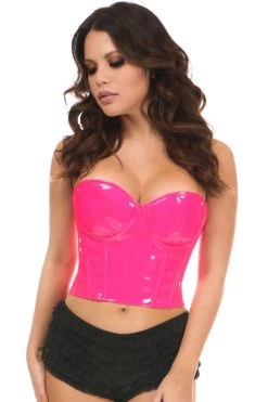 Daisy Corsets Latex Lingerie Pink Patent PVC Underwire Bustier