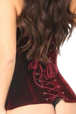 Daisy Corsets Red Crushed Velvet Overbust Corset*
