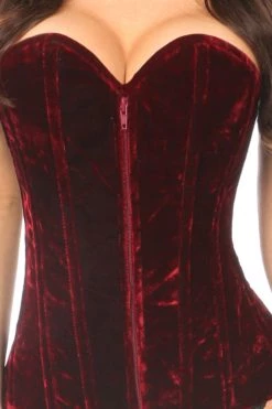Daisy Corsets Red Crushed Velvet Overbust Corset*