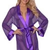 Magic Silk Chyna Purple Dotted Mesh Kimono Robe