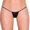 Roma Metallic Black Micro Thong Bikini Bottom