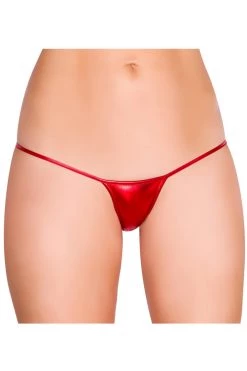 Roma Metallic Red Micro Thong Bikini Bottom