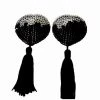 OY Brands Black Sequin Heart-Shaped Tassel Nipple Pasties