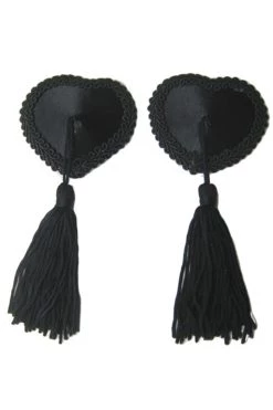 OY Brands Dancewear Embroidered Heart Shaped Tassel Nipple Pasties
