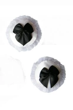 OY Brands White Cone & Black Bows Nipple Pasties