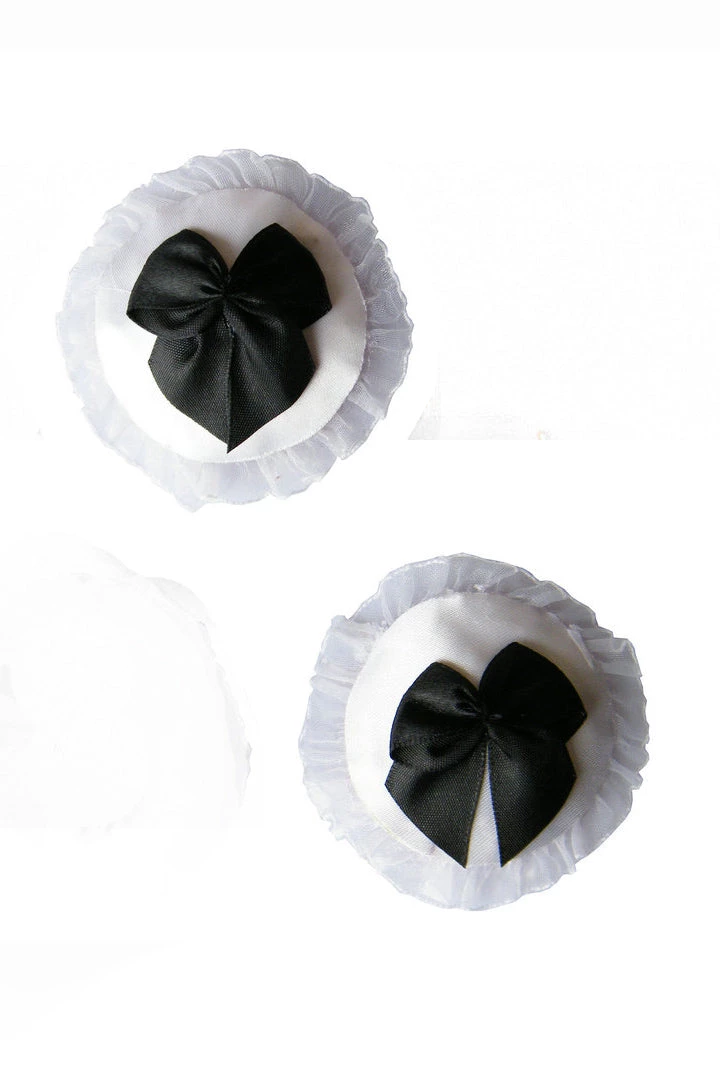 OY Brands White Cone & Black Bows Nipple Pasties 3 OY Brands White Cone & Black Bows Nipple Pasties