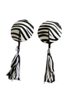 OY Brands Dancewear Zebra Stripe Tassel Nipple Pasties