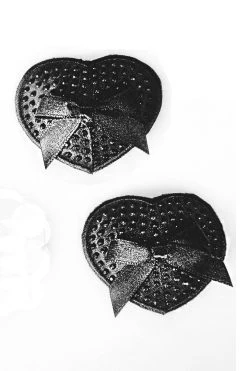 OY Brands Dancewear Black Rhinestone Heart Shaped Nipple Pasties