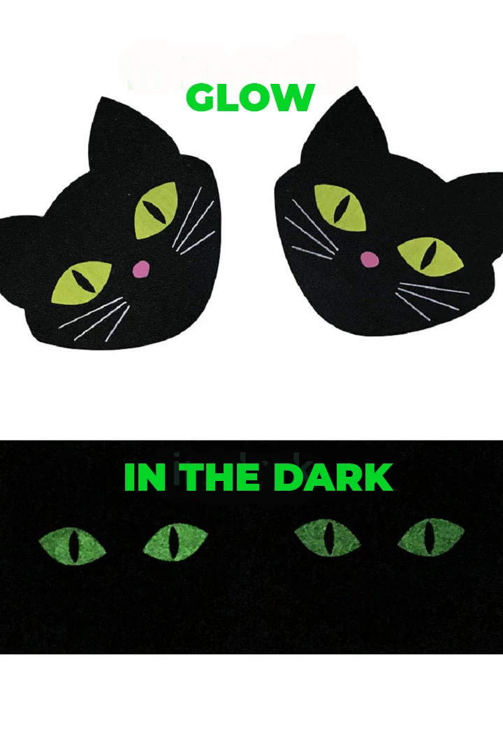 GE Apparel Glow In The Dark Black Cat Nipple Pasties 4 GE Apparel Glow In The Dark Black Cat Nipple Pasties