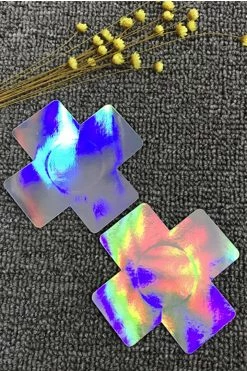 OY Brands Dancewear Holographic Cross Nipple Pasties