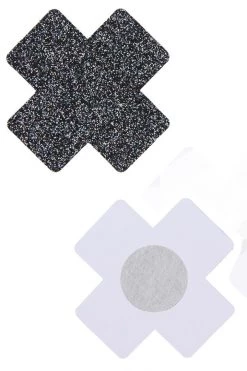 OY Brands Glitter Black Cross Nipple Pasties Dancewear