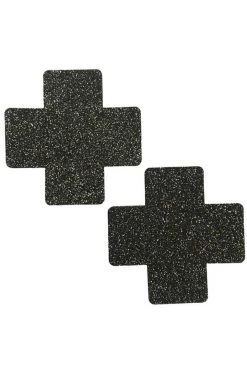 OY Brands Glitter Black Cross Nipple Pasties Dancewear