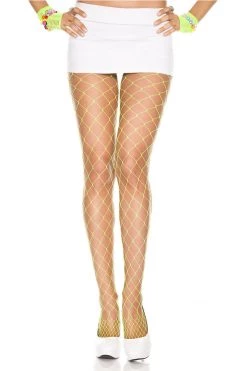 Music Legs Glowing Green Goddess Diamond Net Spandex Pantyhose