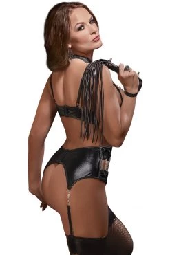 Magic Silk Delilah Open Cup Lingerie Faux Leather Set