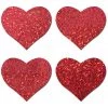 Pastease Petites: Two-Pair Small Red Glitter Hearts Nipple Pasties Lingerie