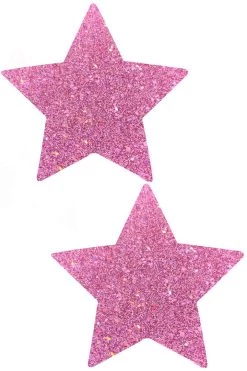 NevaNude Iridescent Pink Glitter Stars Nipple Pasties