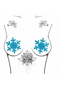 NevaNude Turquoise Glitter Snowflake Christmas Nipple Pasties